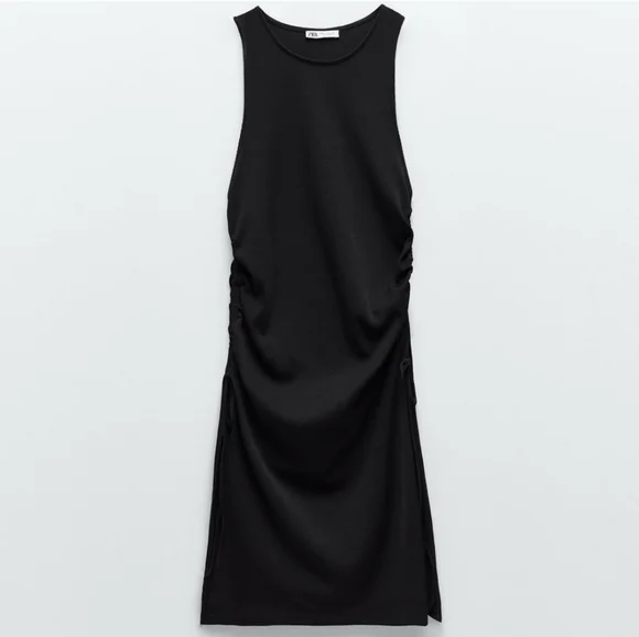 zara ruched ribbed dress Zara Ruched Ribbed Dress